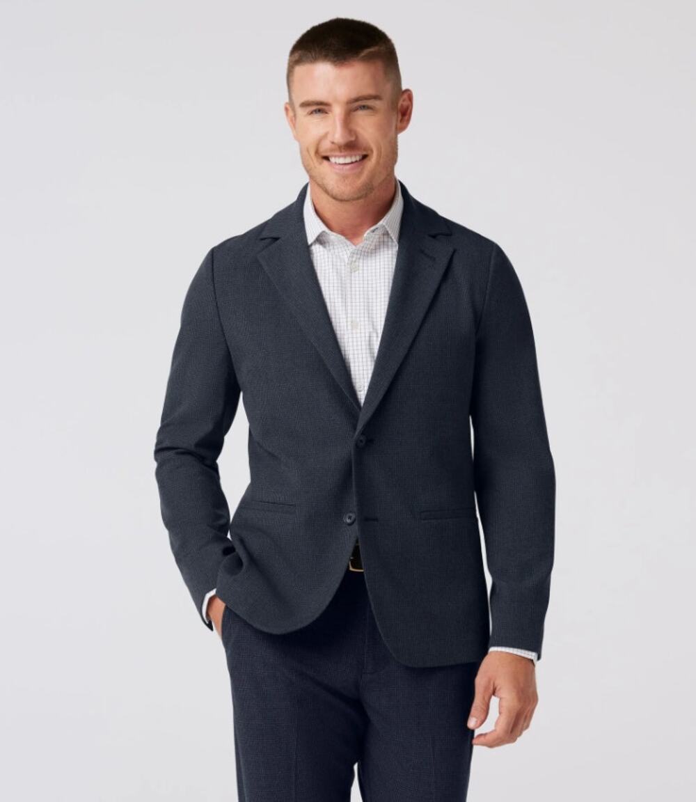 Mizzen + Main Watson Suit Set Navy Gun Check Flannel Jacket Pants Size M 32 EUC